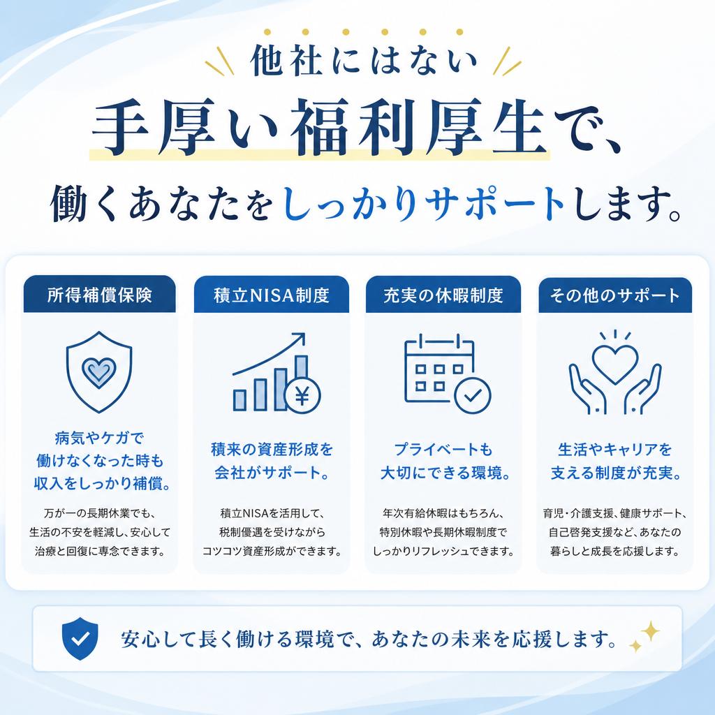 福利厚生が充実！安心のサポート体制