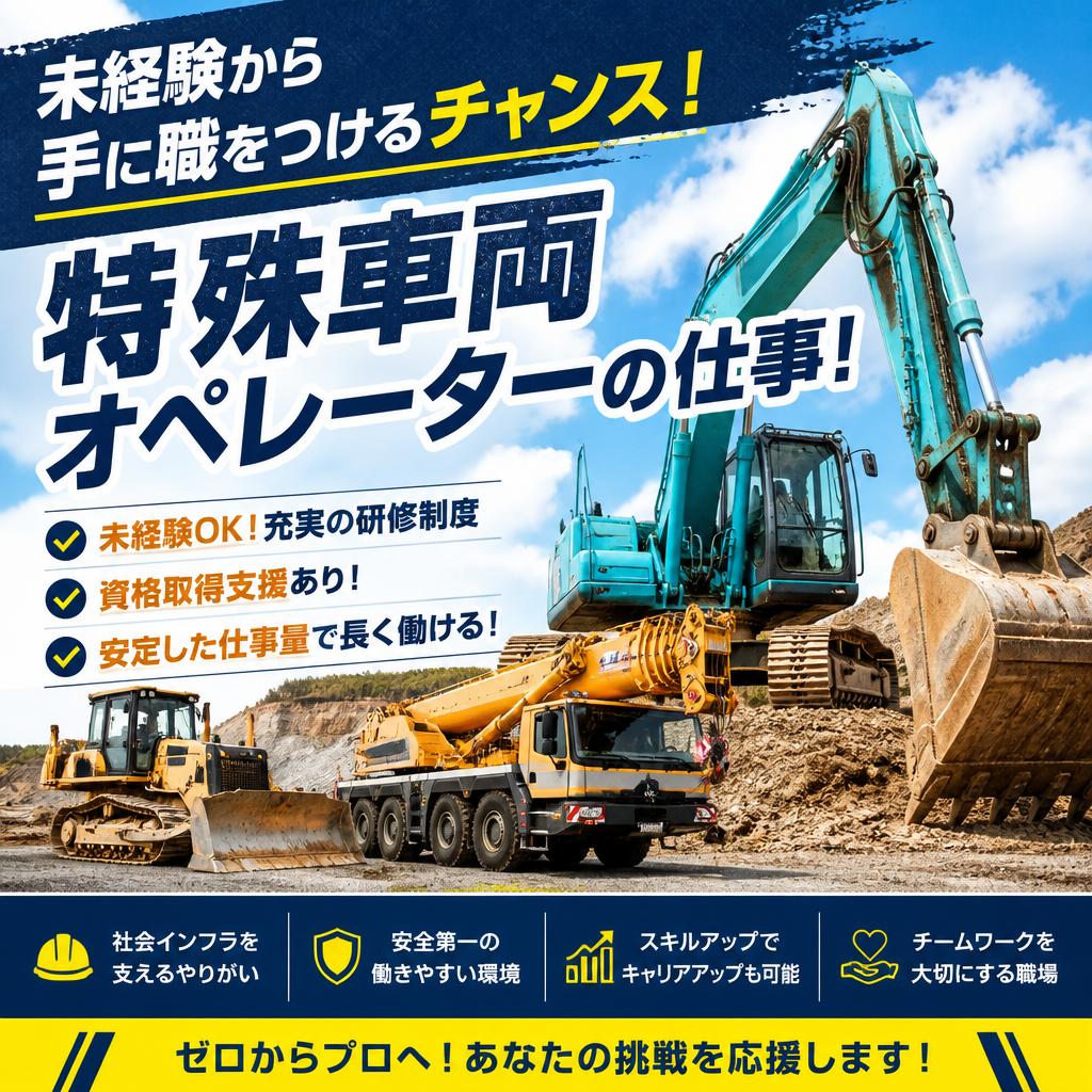 未経験から手に職をつけるチャンス！特殊車両オペレーターの仕事！