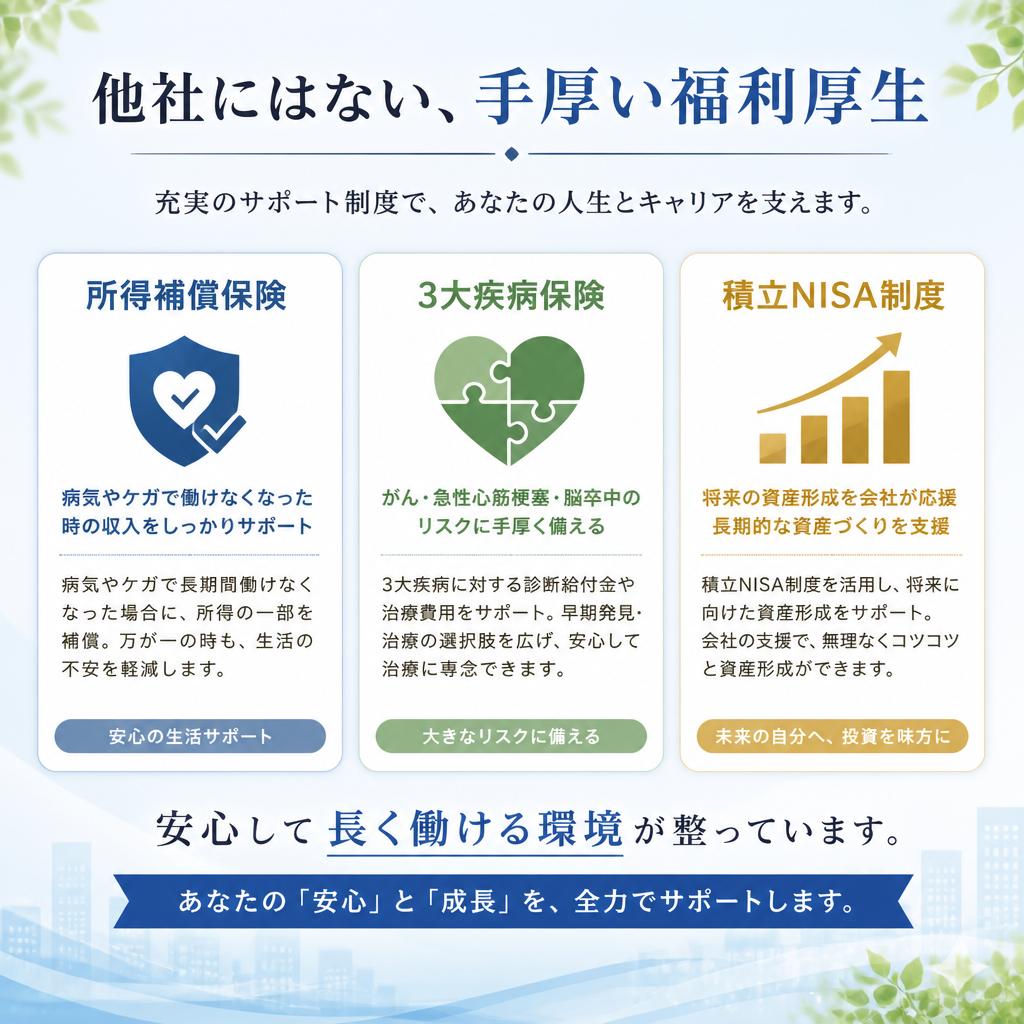 充実した福利厚生で安心の職場環境